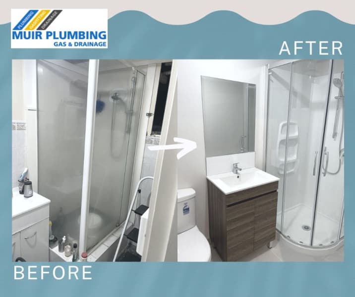 Bathroom renovation before and after — Mount Roskill — Muir Plumbing