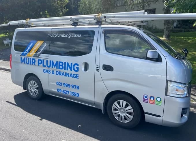 Muir Plumbing service van on site — Mount Roskill Auckland