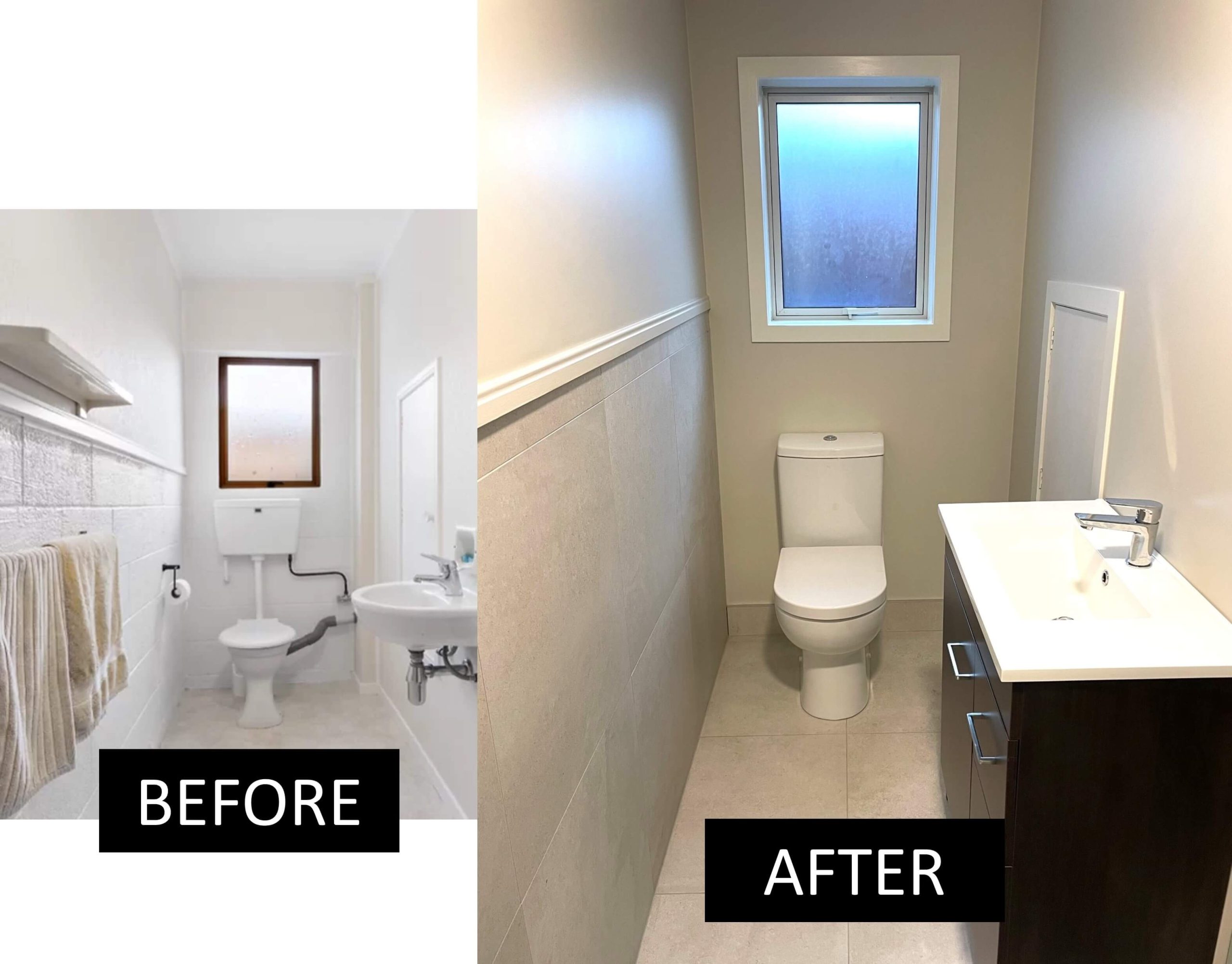 Before and after toilet